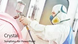 Presentation with mechanic repair - Amazing PPT layouts having spray guns - auto mechanic worker painting backdrop and a  colored foreground