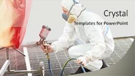 Presentation with technology and environement - Presentation having spray guns - car painting technology background and a light gray colored foreground