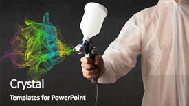  Presentation with spray paint - PPT theme consisting of spray guns - painter working with airbrush background and a dark gray colored foreground