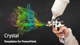  Presentation with spray paint - Beautiful slides featuring spray guns - painter working with airbrush backdrop and a dark gray colored foreground