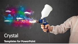  Presentation with clouds - PPT layouts featuring spray guns - worker with airbrush and colorful background and a  colored foreground