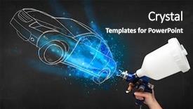  Presentation with unemployment unemployed hand cut word - Beautiful PPT layouts featuring spray guns - worker with airbrush gun painting backdrop and a  colored foreground