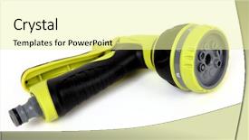  Presentation with green thumb garden - Beautiful slide deck featuring spray nozzle and rubber grip backdrop and a blonde colored foreground