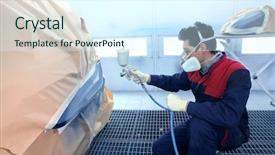  Presentation with spray - PPT layouts featuring spray paint - worker painting a car background and a cool aqua colored foreground