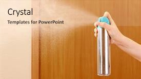  Presentation with air purifier - Slides consisting of sprayed air freshener in hand background and a  colored foreground