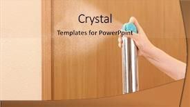  Presentation with air - Presentation theme having sprayed air freshener in hand background and a coral colored foreground