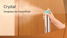  Presentation with air support life - Presentation theme having sprayed air freshener in hand background and a  colored foreground