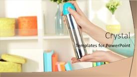  Presentation with air - Presentation theme having sprayed-air-freshener-in-hand background and a lemonade colored foreground