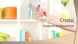  Presentation with air - Colorful slide set enhanced with sprayed air freshener in hand backdrop and a  colored foreground