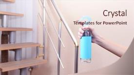  Presentation with mine air pollution - Cool new slide deck with sprayed air freshener in hand backdrop and a sky blue colored foreground