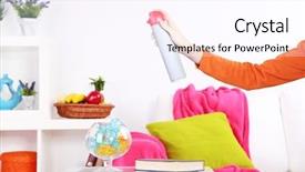  Presentation with interior decorating home - Amazing slide set having sprayed air freshener in hand backdrop and a pink colored foreground
