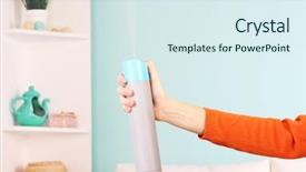  Presentation with air - Presentation design consisting of sprayed air freshener in hand background and a sky blue colored foreground