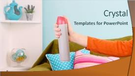  Presentation with mine air pollution - Colorful PPT theme enhanced with sprayed air freshener in hand backdrop and a  colored foreground