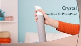  Presentation with air - Slides consisting of sprayed air freshener in hand background and a sky blue colored foreground