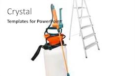  Presentation with sprayer - Colorful slides enhanced with sprayer under the white background backdrop and a white colored foreground