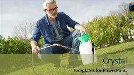  Presentation with sprayer - Colorful theme enhanced with sprayers - man using garden sprayer backdrop and a yellow colored foreground