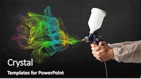  Presentation with paint - Slide deck having sprayers - painter working with airbrush background and a black colored foreground