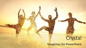  Presentation with sunset beach - Slides featuring spraying at the beach background and a yellow colored foreground