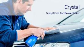  Presentation with car cleaning - Audience pleasing slide deck consisting of spraying crops - proud car owner cleaning his backdrop and a sky blue colored foreground