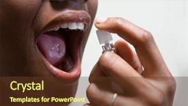  Presentation with breath - Presentation theme consisting of spraying crops - woman using breath freshener background and a  colored foreground