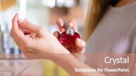  Presentation with fragrance - Audience pleasing PPT layouts consisting of spraying crops - young woman buying perfume backdrop and a coral colored foreground
