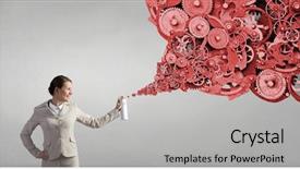  Presentation with aerosol - PPT theme enhanced with spraying gear mechanism from aerosol background and a light gray colored foreground