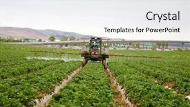  Presentation with crop - Theme having spraying strawberry fields with insecticide background and a sky blue colored foreground
