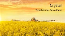  Presentation with tractor - PPT theme with spraying the oilseed rape background and a yellow colored foreground