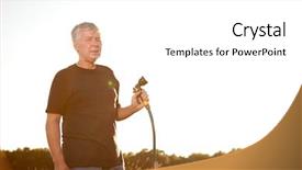  Presentation with agriculture irrigation water rights - Colorful presentation enhanced with spraying water with a garden backdrop and a  colored foreground