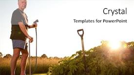  Presentation with water irrigation canals - Presentation design having spraying water with a garden background and a white colored foreground