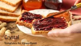  Presentation with peanut butter - PPT theme enhanced with spread - woman preparing tasty peanut butter background and a gold colored foreground