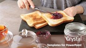  Presentation with jam - Colorful PPT theme enhanced with spread - woman spreading sweet jam backdrop and a violet colored foreground