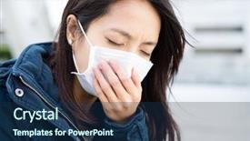  Presentation with feeling useless - Slide set with spread infectoin - woman feeling unwell background and a  colored foreground