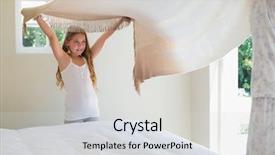  Presentation with bed - Amazing PPT theme having spread love - cute girl making bed backdrop and a light gray colored foreground