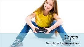  Presentation with hipster girl playing tetris game - Colorful presentation design enhanced with spread love - cute teenage girl playing her backdrop and a light blue colored foreground