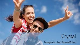  Presentation with teenage love - Colorful slides enhanced with spread love - summer holidays relationships and teenage backdrop and a light blue colored foreground