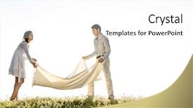  Presentation with picnic - Audience pleasing presentation theme consisting of spread love - young couple spreading picnic blanket backdrop and a  colored foreground