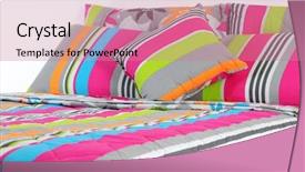  Presentation with spread - Slide set featuring spread sheet - stripped bedding set background and a coral colored foreground