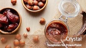  Presentation with carob - Presentation design with spreading - jar of homemade chocolate hazelnut background and a red colored foreground