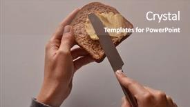  Presentation with butter - Amazing theme having spreading butter on toast bread backdrop and a coral colored foreground