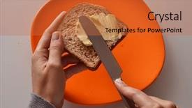  Presentation with unleavened bread wine - Theme with spreading butter on toast bread background and a red colored foreground