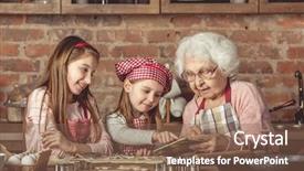  Presentation with grandma - Slide deck consisting of spreading dough using a rolling background and a violet colored foreground