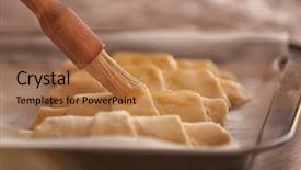  Presentation with sperm fertilizes egg - Presentation having spreading egg yolk onto croissants background and a coral colored foreground