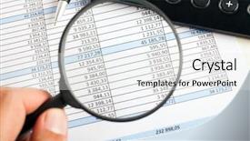  Presentation with magnifying glass - Presentation theme having spreadsheet - accountant using a magnifying glass background and a sky blue colored foreground