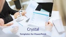  Presentation with files - Slide set enhanced with spreadsheet - business and office concept background and a sky blue colored foreground