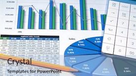  Presentation with business calculator - Colorful slide deck enhanced with spreadsheet - business strategy using color charts backdrop and a light blue colored foreground