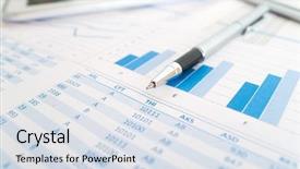  Presentation with paperwork - Colorful slide set enhanced with spreadsheet - detail of paperwork and business backdrop and a sky blue colored foreground