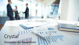  Presentation with office - Slides with spreadsheets with charts on office background and a light blue colored foreground