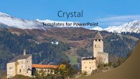  Presentation with italy - Slide deck enhanced with sprechenstein-castle-south-tyrol-italy background and a light blue colored foreground