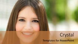  Presentation with outdoor movie - Colorful slide deck enhanced with sprightly - beautiful young woman portrait outdoor backdrop and a gold colored foreground